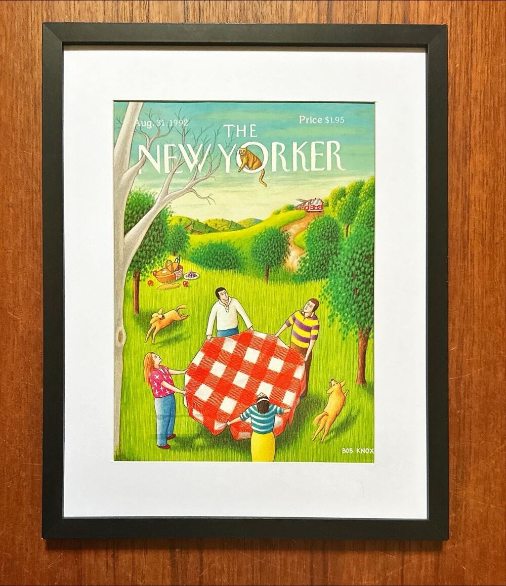 Framed 1992 The New Yorker Magazine August 31 Cover Rob Knox Picnic